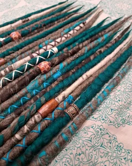 Wool Dreadlocks Made to order, Brown and Teal