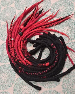 Wool Dreadlocks Made to order, Red and Black