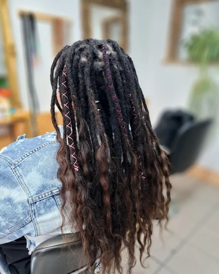 Permanent dreadlocks with curly ends