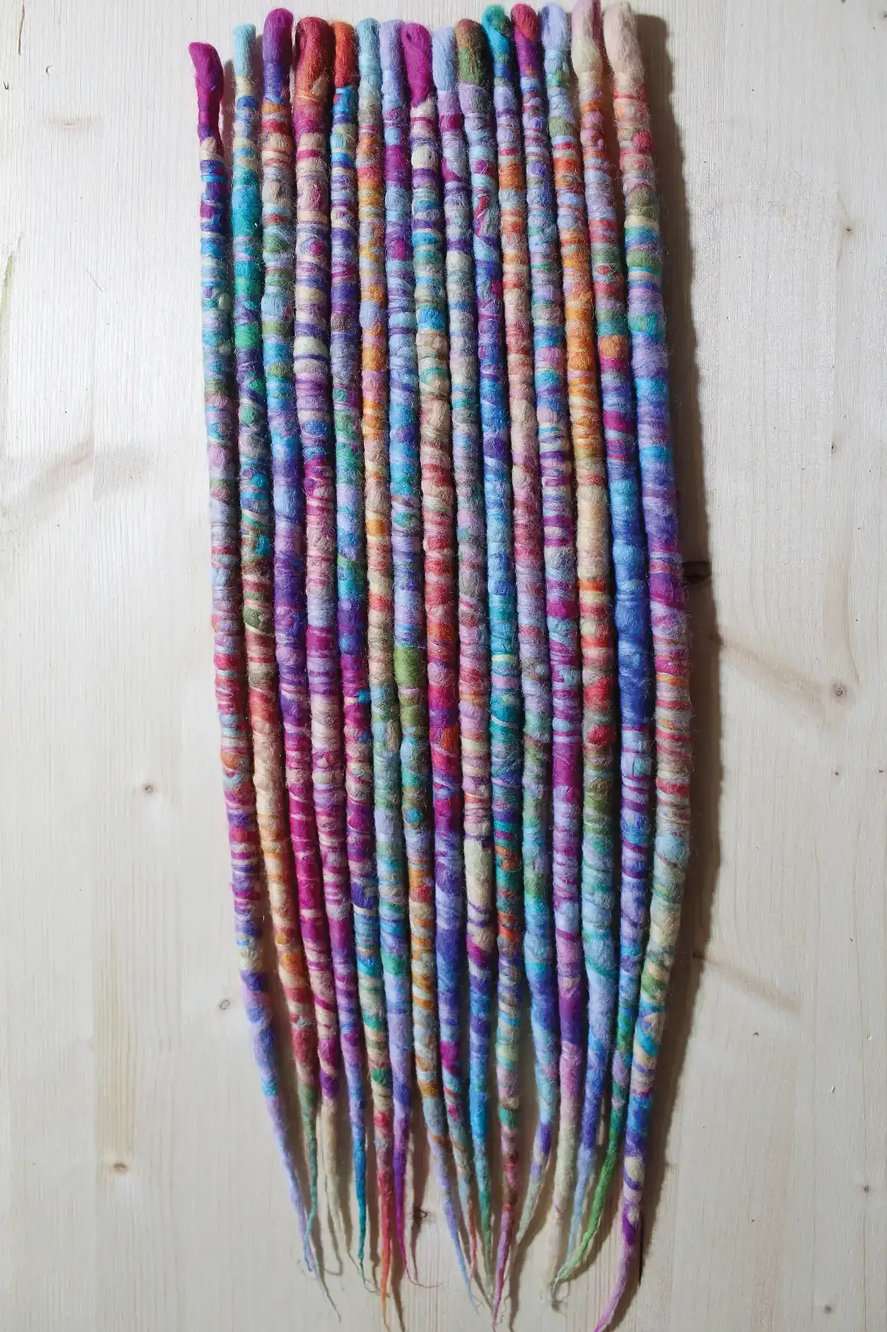 Rainbow Unicorn Wool Dreadlock Extensions - Image 4